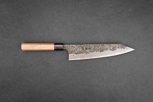 Kisuke Manaka Shirogami 2 Honwarikomi Kurouchi Tsuchime Kiritsuke Gyuto 210mm from Manaka Hamono