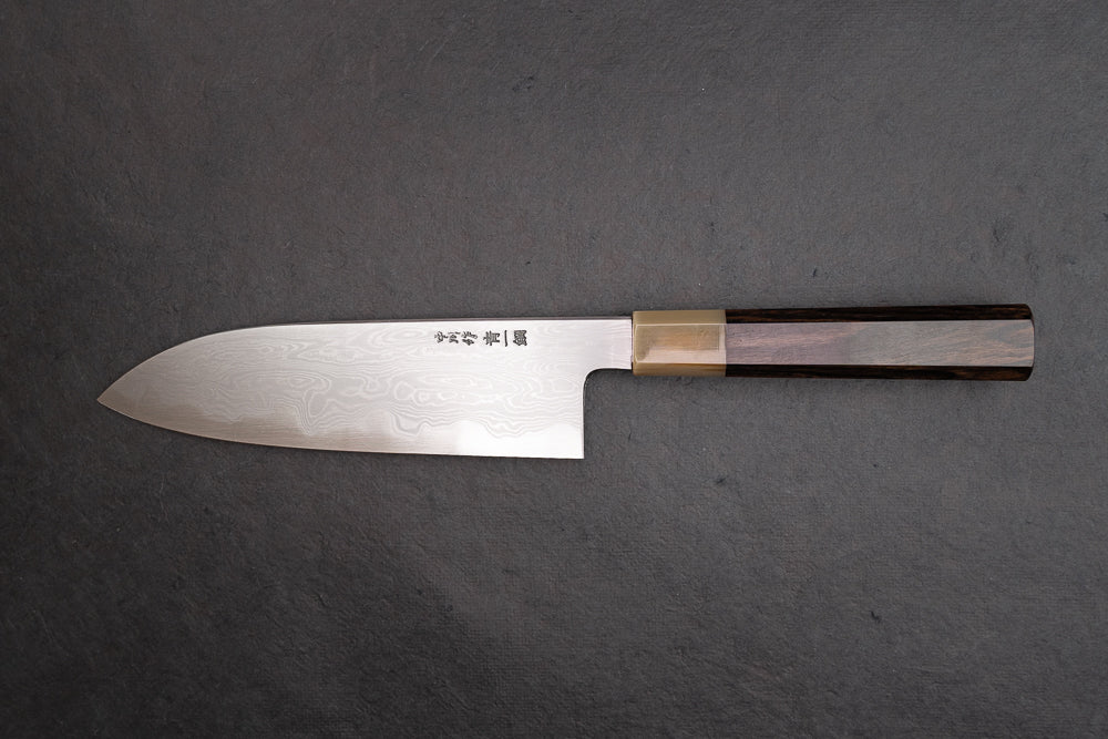 Satoshi Nakagawa x Naohito Myojin Aoichi Damascus Santoku 180mm from Nakagawa Hamono