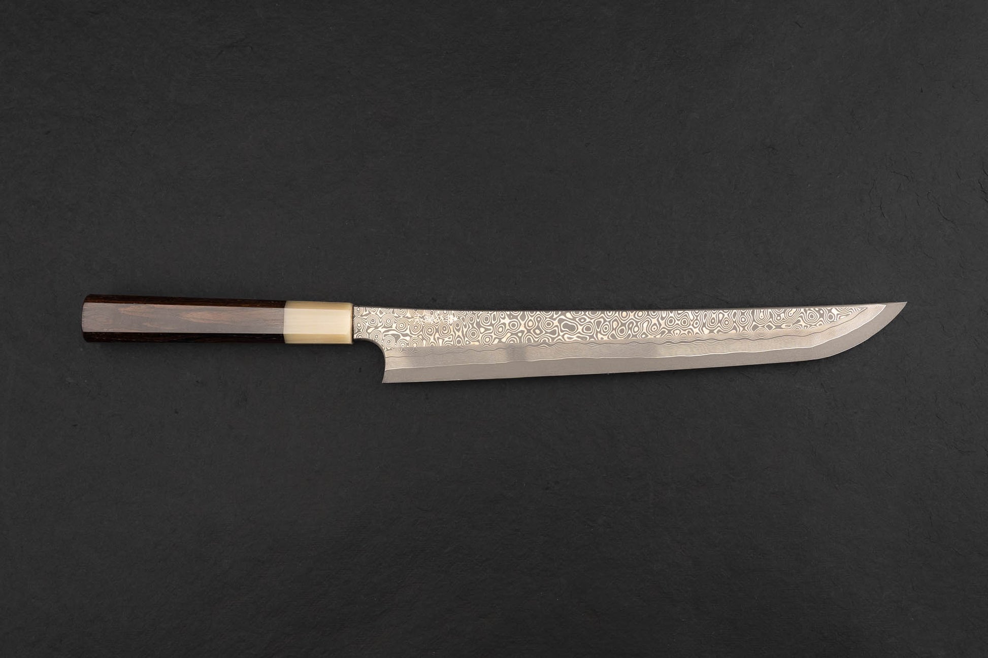 Nigara Ginsan Kurozome Damascus Sakimaru Yanagiba 270mm from Nigara Hamono
