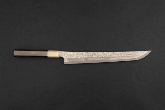 Nigara Ginsan Kurozome Damascus Sakimaru Yanagiba 270mm from Nigara Hamono