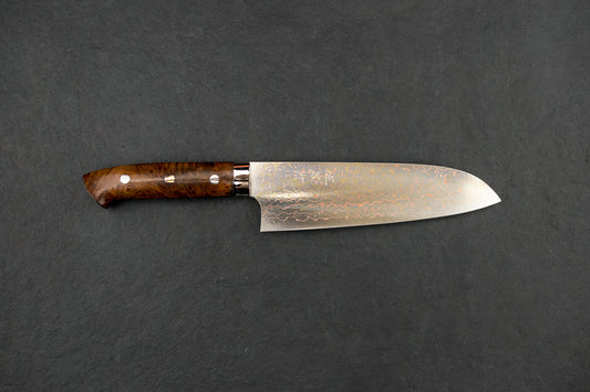 Takeshi Saji VG10W Rainbow Damascus Western Santoku 180mm from Takeshi Saji