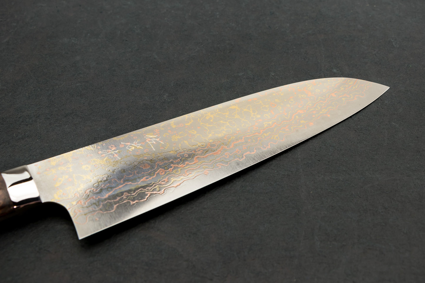 Takeshi Saji VG10W Rainbow Damascus Western Santoku 180mm from Takeshi Saji