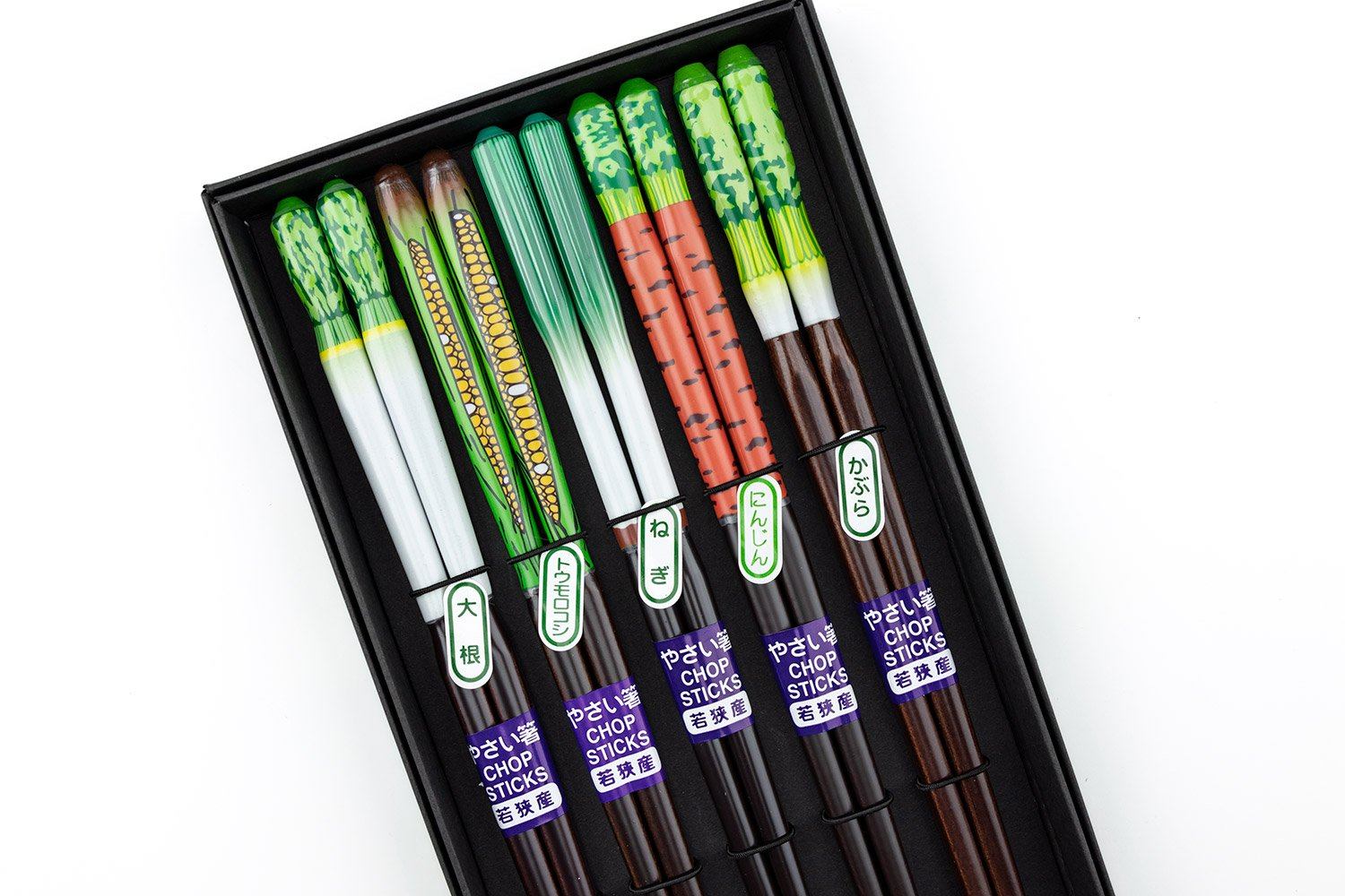 Wakasa Nuri Chopsticks Vegetable 5 piece Set from Wakasa Chopsticks